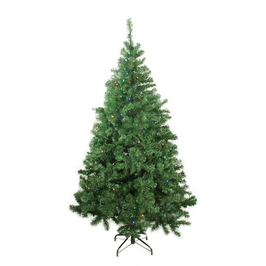 6ft. Pre-Lit Mixed Classic Pine Artificial Christmas Tree, Multicolor LED Lights
